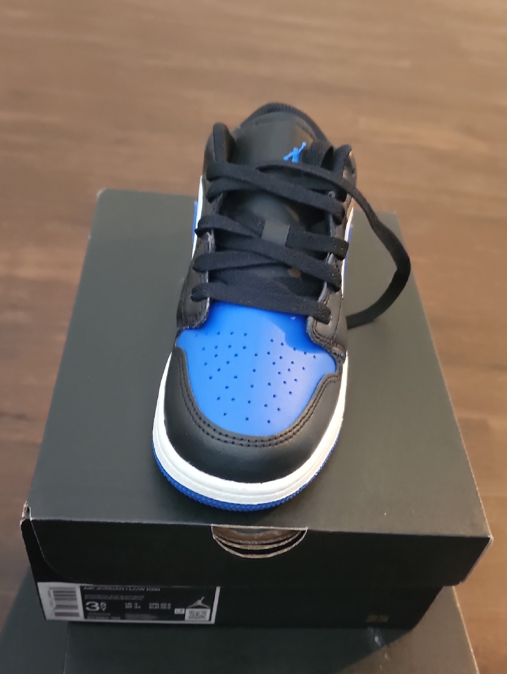 Jordan Kids Black and Royal Blue Low-Top Sneaker